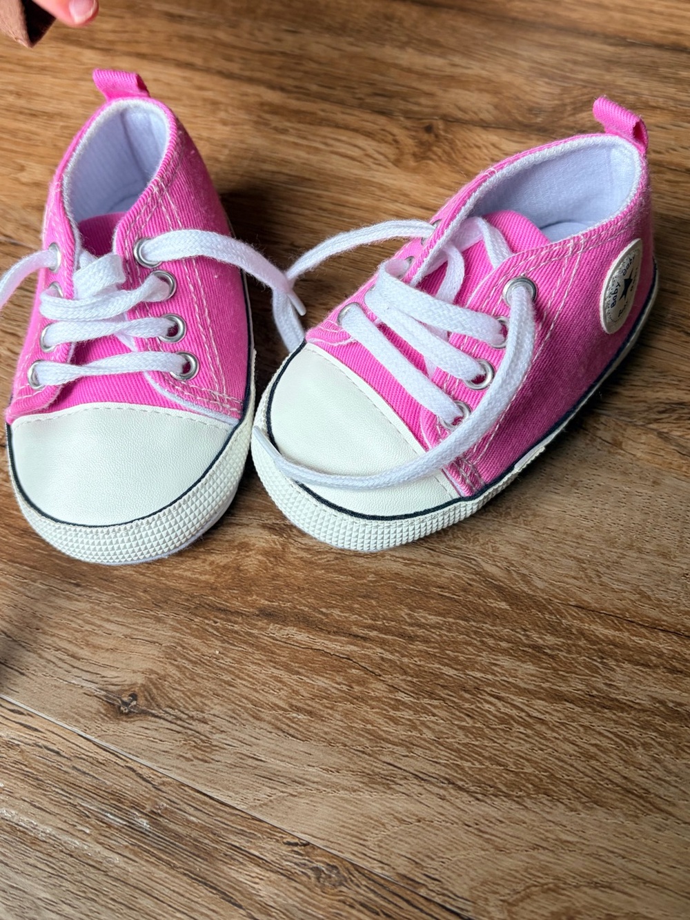 Pink Baby Canvas Lace-Up Sneakers